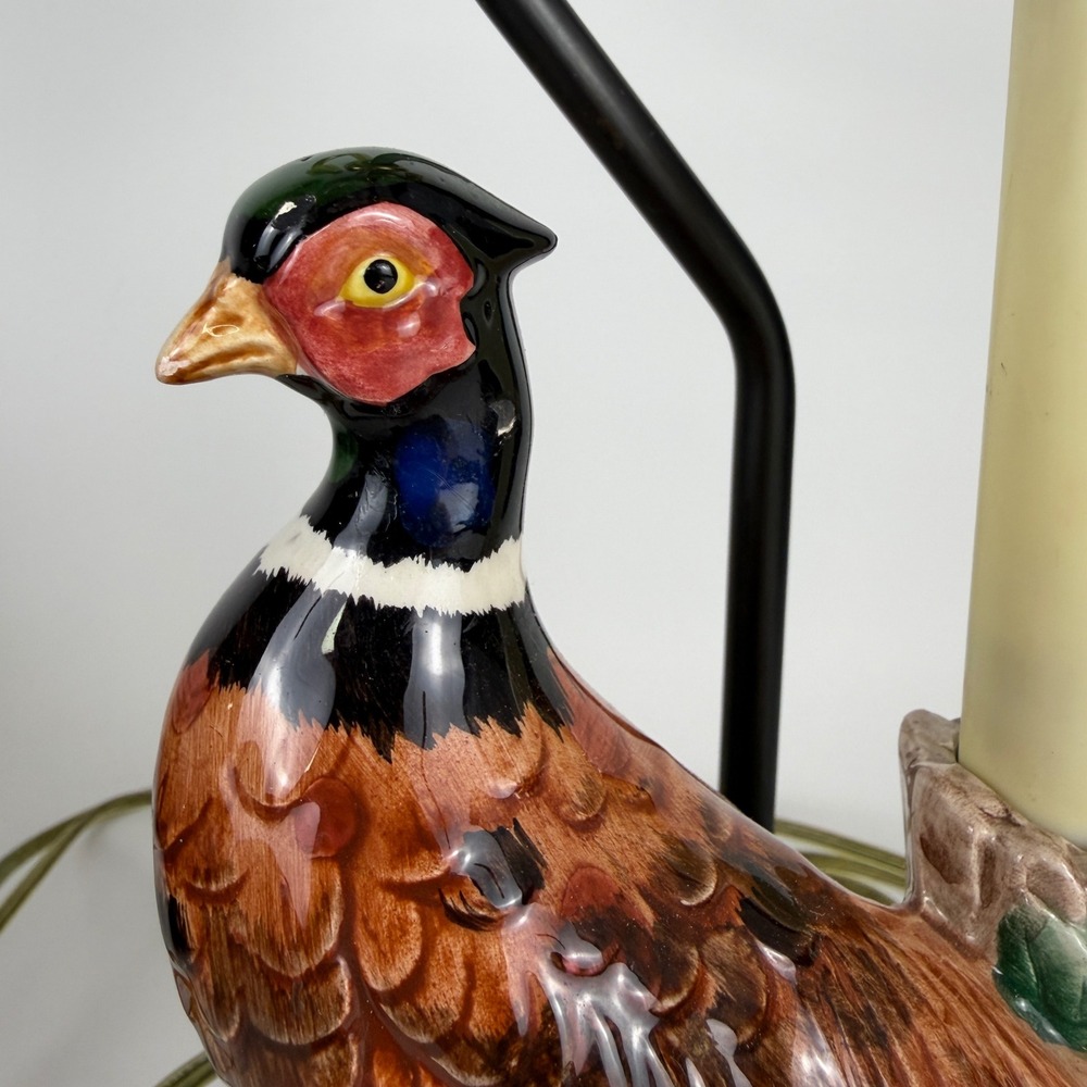 Fitz and Floyd Table Lamp Frederick Cooper Pheasant Vintage Ceramic Brass - Picture 12 of 16